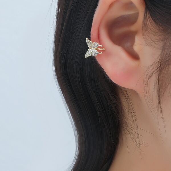 

Rhinestone Butterfly Decor Ear Cuff, Gold