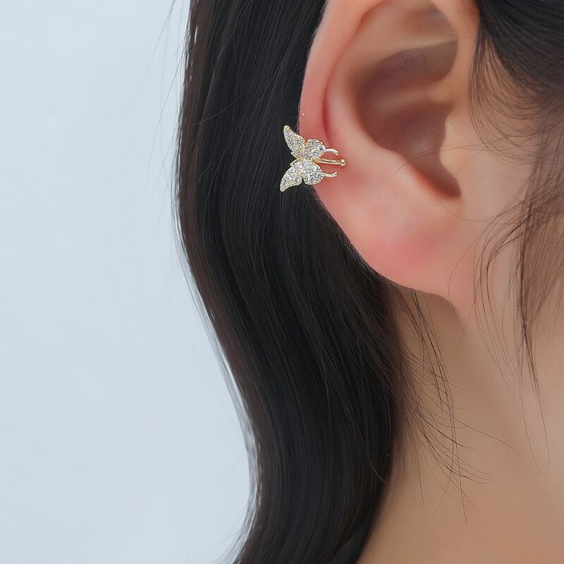 

Rhinestone Butterfly Decor Ear Cuff, Gold