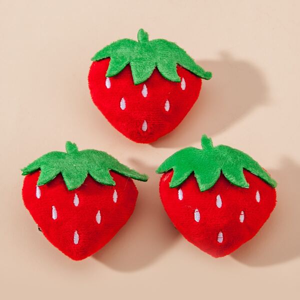 

3pcs Toddler Girls Strawberry Decor Hair Clip, Red