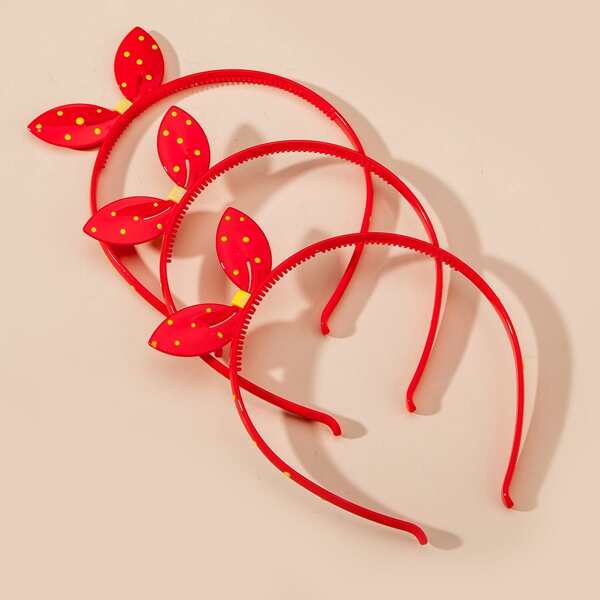 

3pcs Toddler Girls Bow Knot Decor Hair Hoop, Red