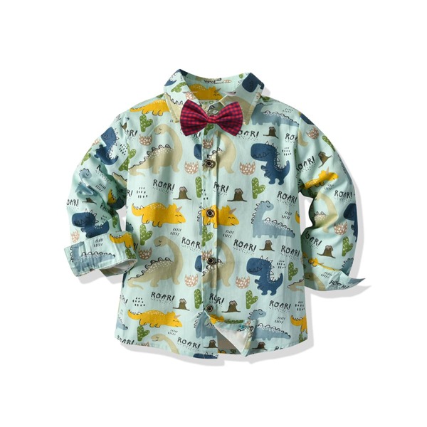 

Toddler Boys Bow Neck Dinosaur Print Shirt, Multicolor