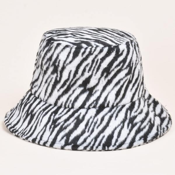 

Zebra Print Bucket Hat, Black