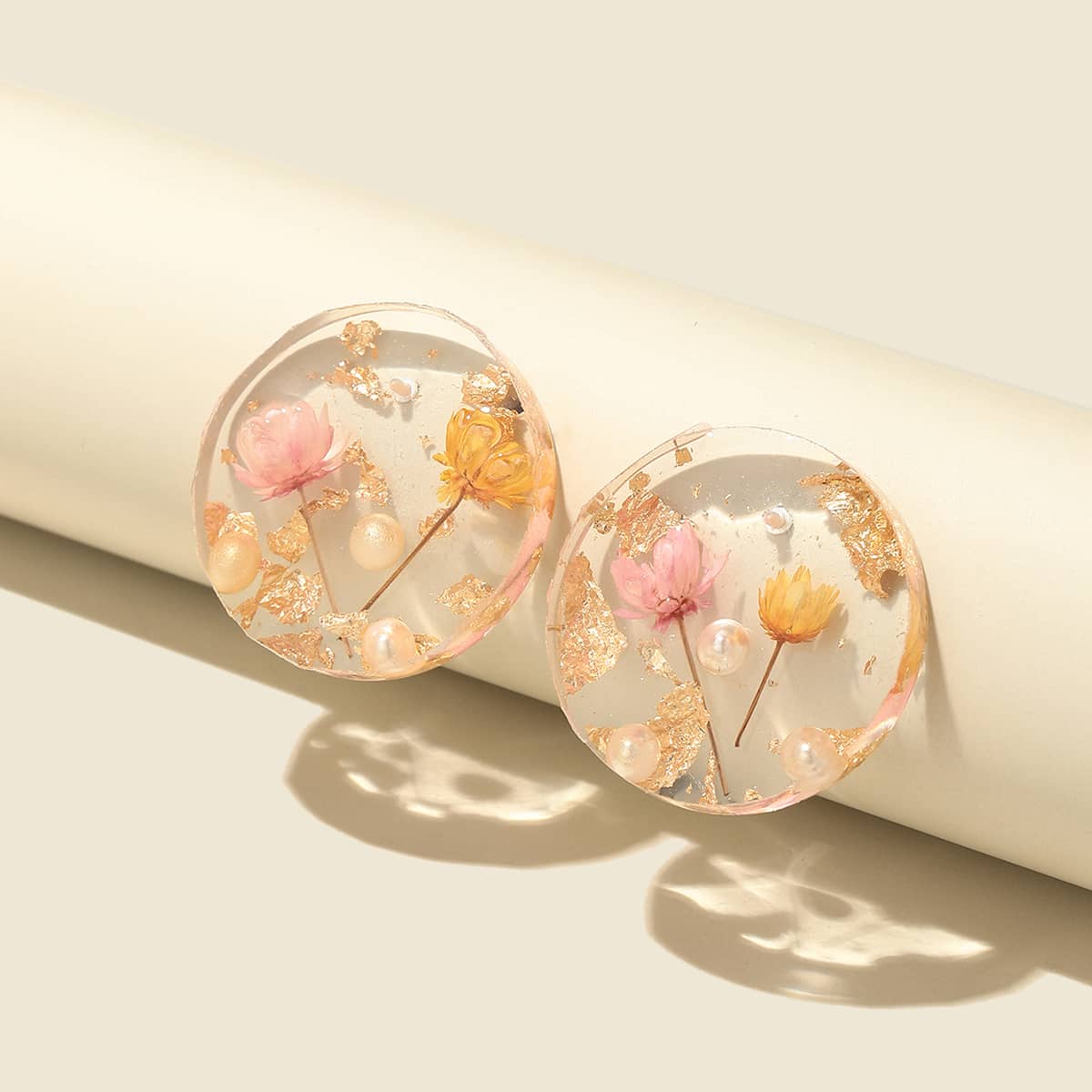 

Flower Stud Earrings, Pink