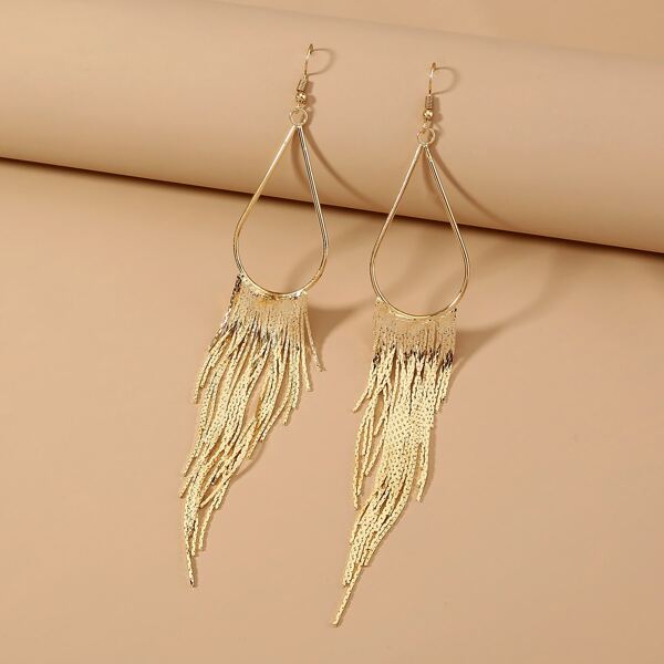 

Metal Tassel Drop Earrings, Gold