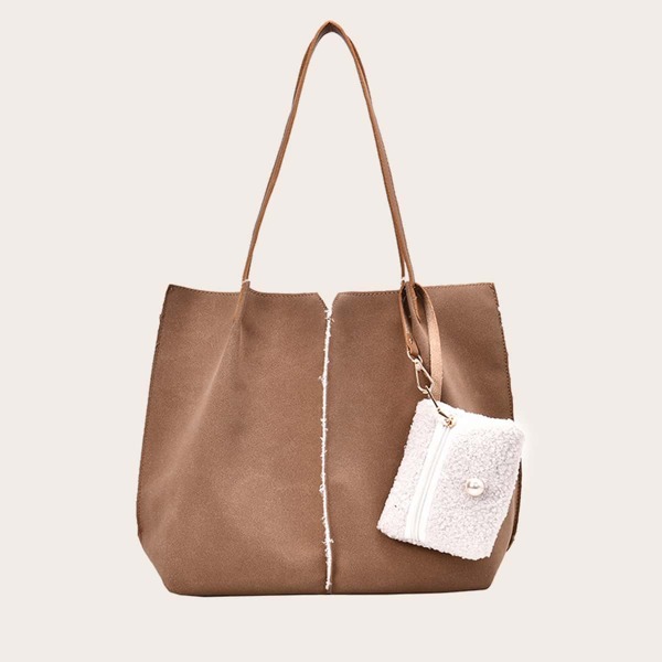 

Purse Decor Tote Bag With Inner Pouch, Khaki