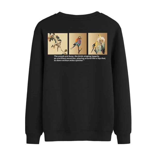 

Men Bird And Slogan Graphic Sweatshirt, Black