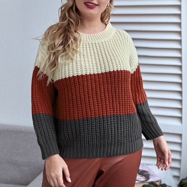 

Plus Cut And Sew Drop Shoulder Sweater, Multicolor
