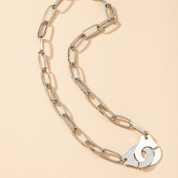 

Handcuff Charm Chain Necklace, Silver