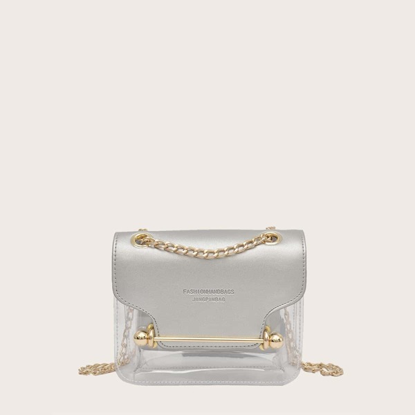 

Clear Shoulder Bag With Inner Pouch, Silver