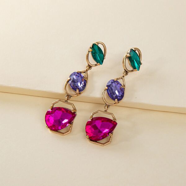 

Rhinestone Geo Drop Earrings, Multicolor