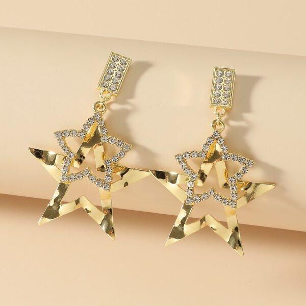 

Rhinestone Star Drop Earrings, Gold