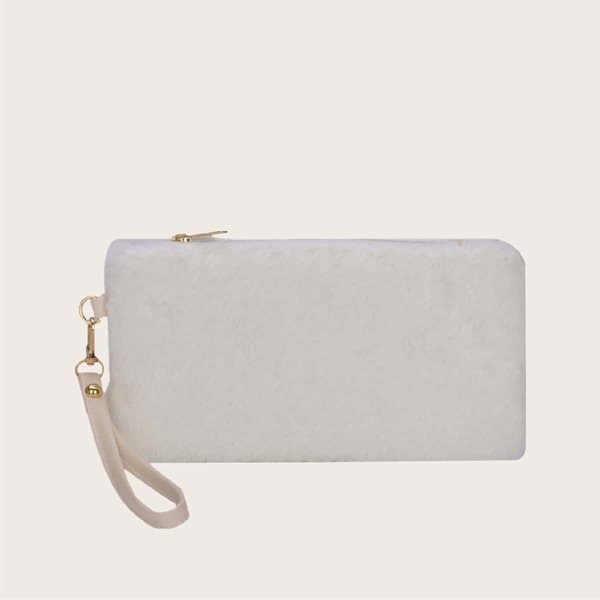

Fluffy Clutch Bag, White