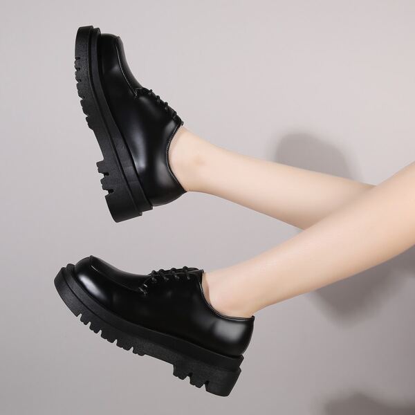 

Lace-up Front Derby Shoes, Black