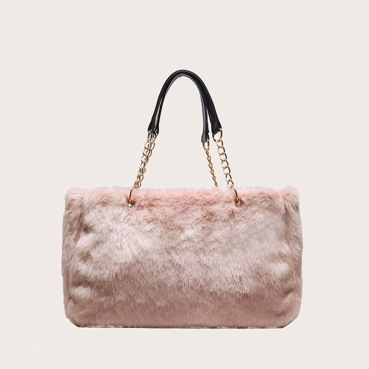 

Fluffy Tote Bag, Baby pink