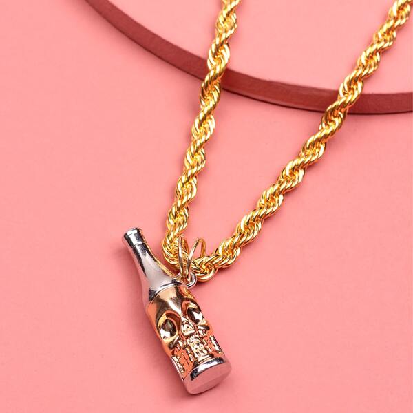 

Men Bottle Charm Necklace, Gold