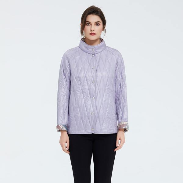 

Button Front Padded Coat, Lilac purple