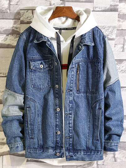 snow wash denim jacket