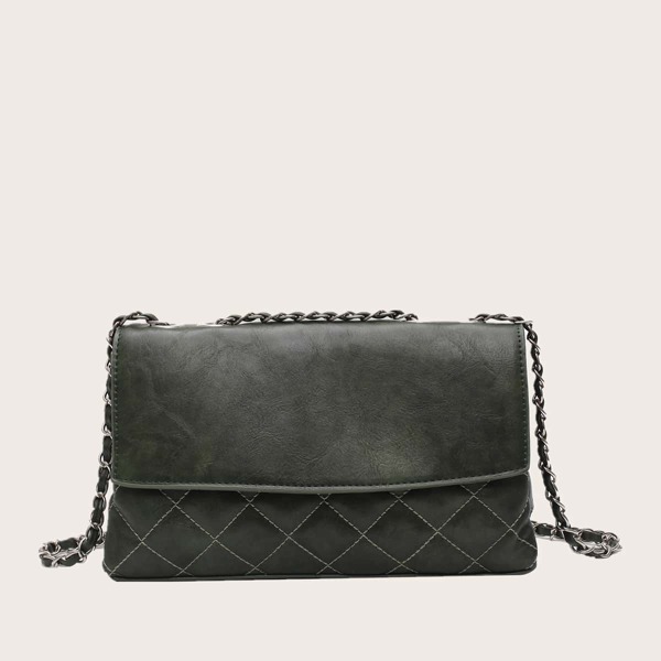 

Quilted Flap Shoulder Bag, Green