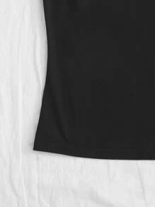 Calvaya 大碼高領素色背心上衣 - 黑色 - 查看 5