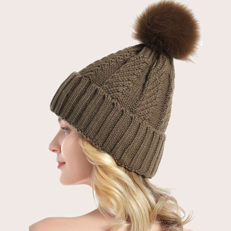 

Pom Pom Beanie, Brown