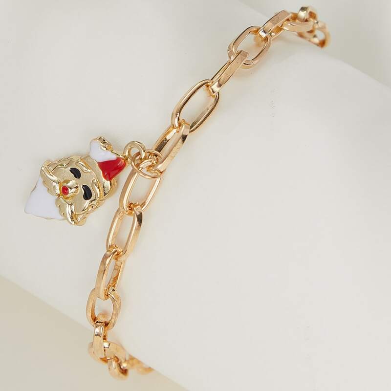 

Christmas Santa Claus Charm Bracelet, Gold
