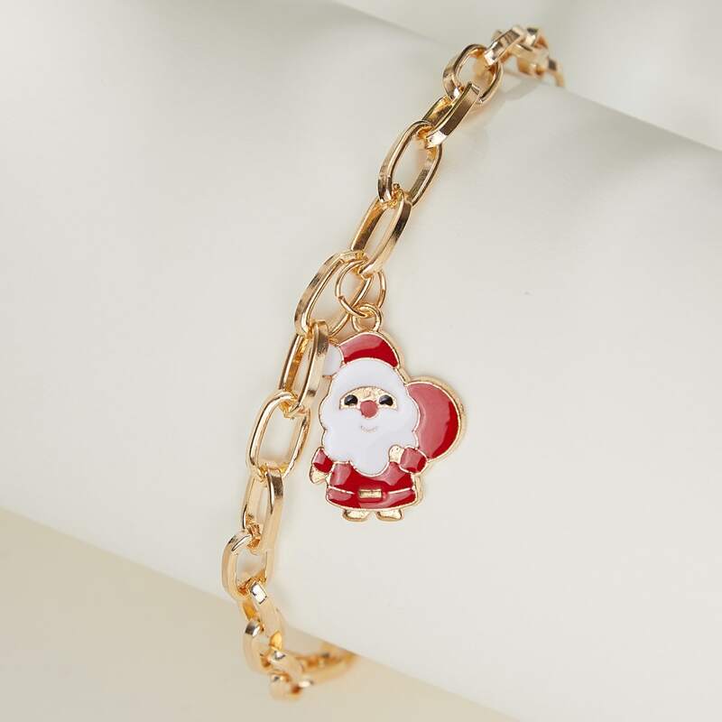 

Christmas Santa Claus Charm Bracelet, Gold