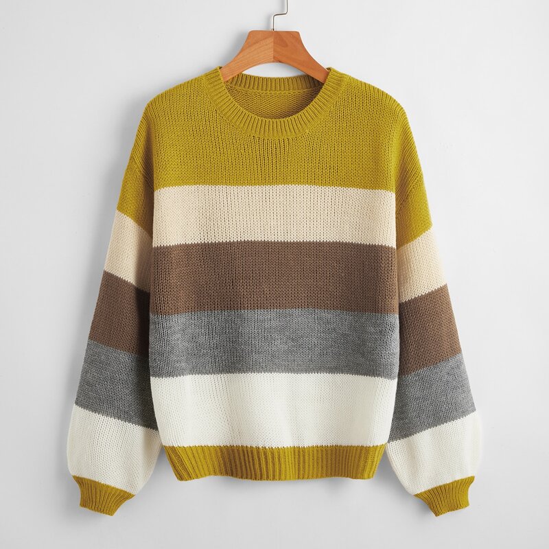 

Lantern Sleeve Colorblock Sweater, Multicolor