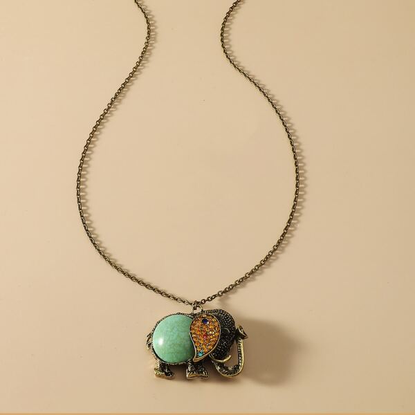 

Vintage Animal Charm Necklace, Bronze