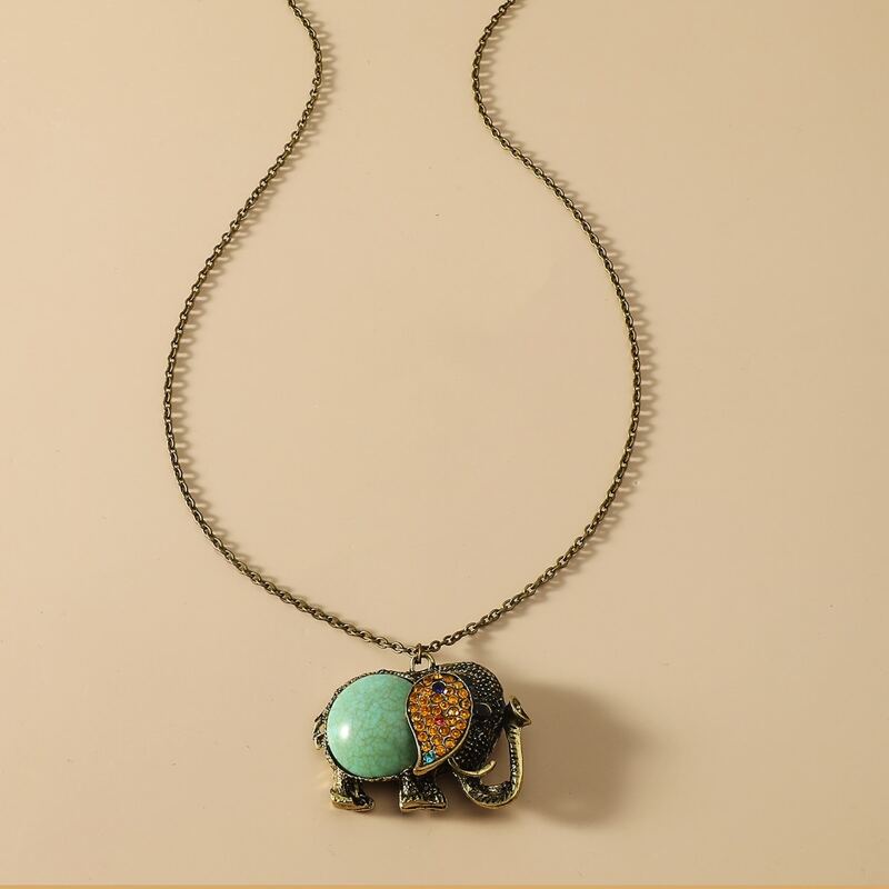 

Vintage Animal Charm Necklace, Bronze