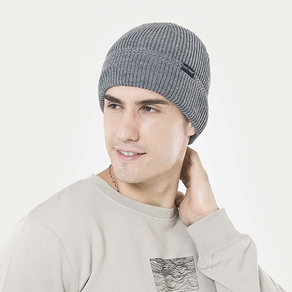 

Men Letter Patch Beanie, Grey