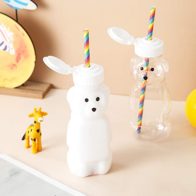 

1pc Bear Design Water Bottle, White