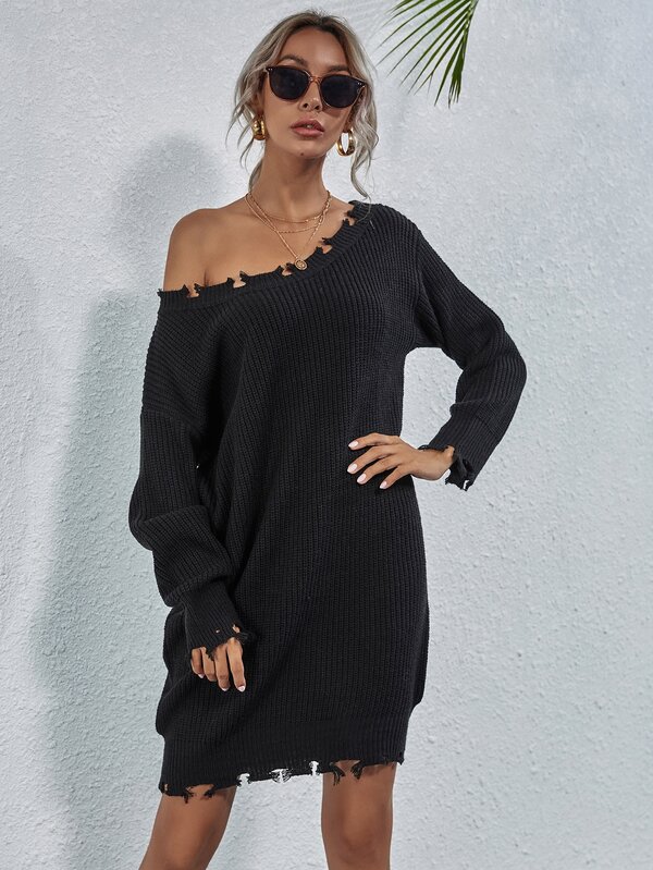 distressed sweater dress