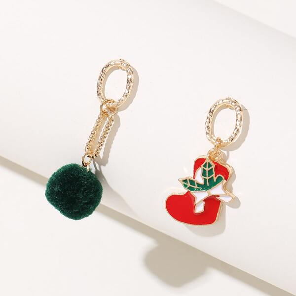 

Christmas Pom Pom Geo Drop Earrings, Multicolor
