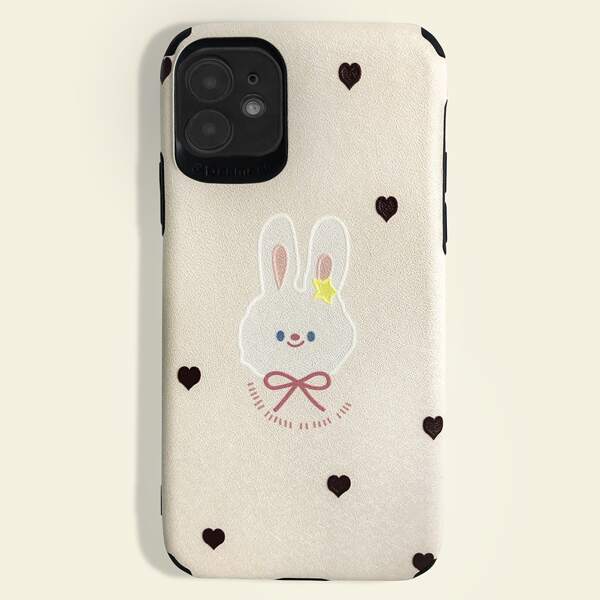 

Чехол для iPhone с принтом кролика и сердечка, Многоцветный