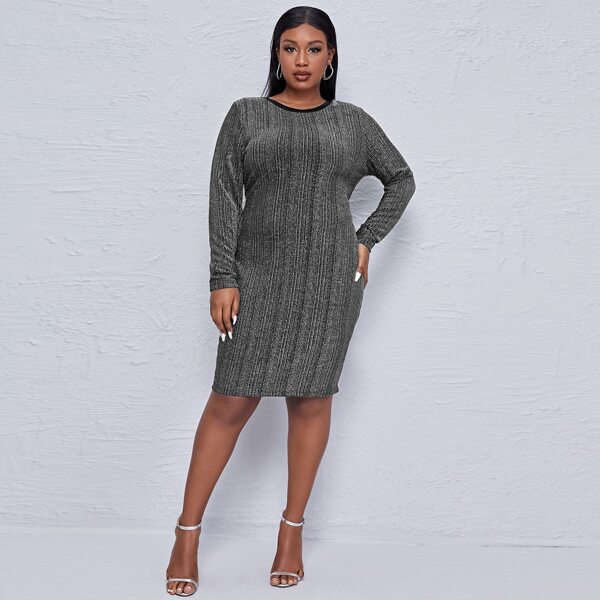 

Plus Glitter Bodycon Dress, Dark grey