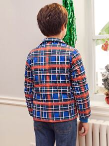 SHEIN Tween Boy Tartan Padded Coat For Winter Wear - Multicolor - View 2