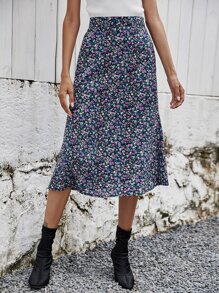 Ditsy Floral Midi Skirt - Multicolor - View 3