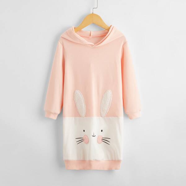 

Toddler Girls Cartoon Graphic Sweatshirt Dress, Baby pink