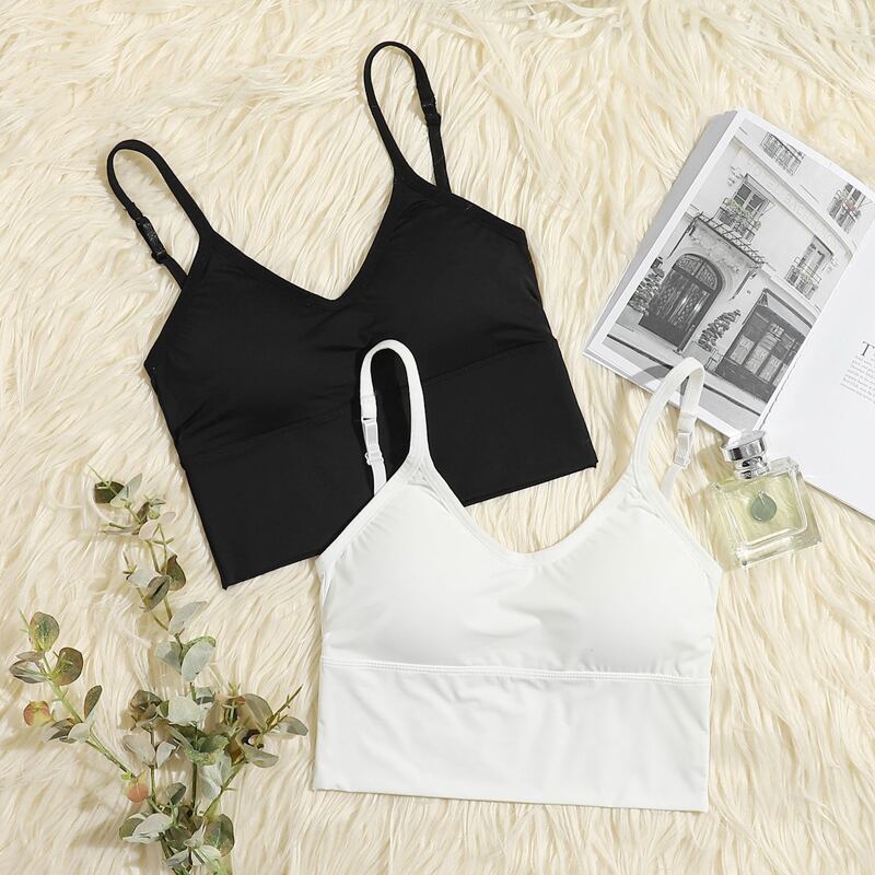 

2pack Longline Bra Set, Black and white
