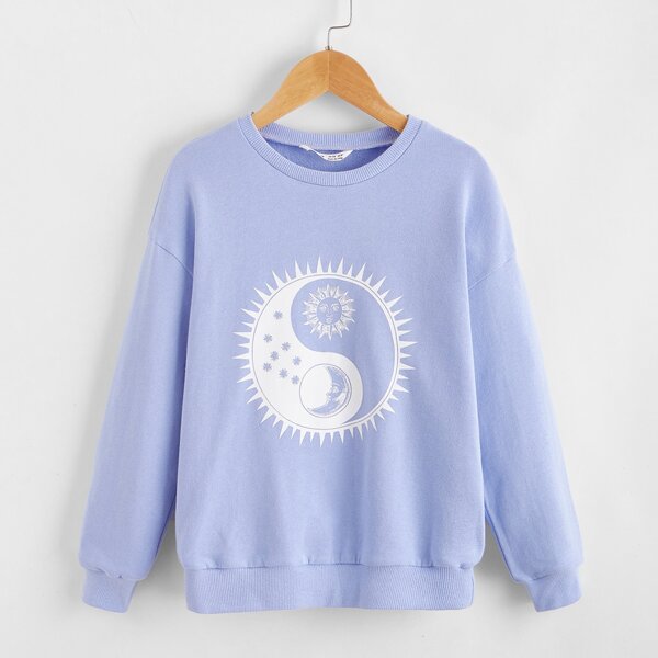 

Girls Tai Chi Print Pullover, Blue