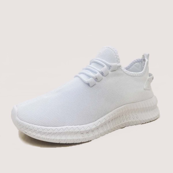 

Men Lace-up Decor Wide Fit Sneakers, White