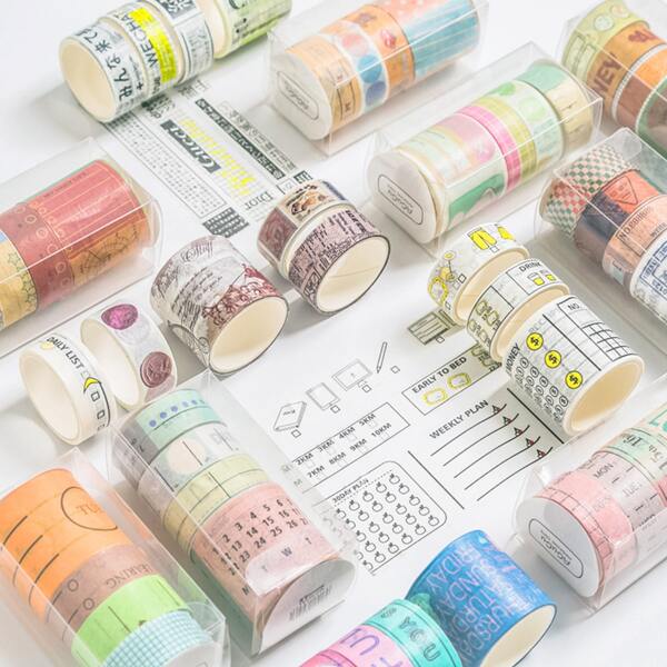 

4rolls Mixed Pattern Random Decorative Tape, Multicolor