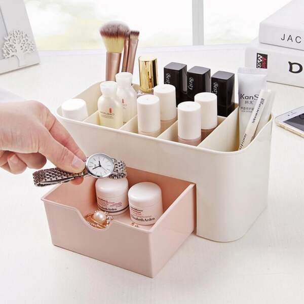 

1pc Multi-grid Cosmetic Storage Box, Pink