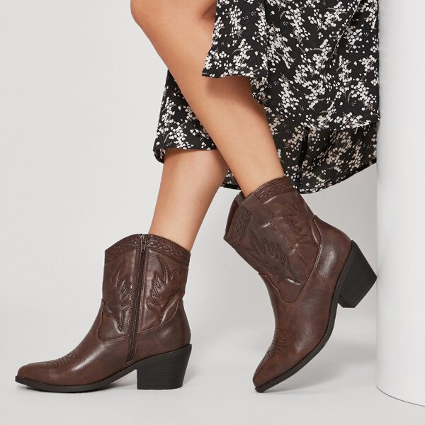 

Faux Leather Cowboy Boots, Brown