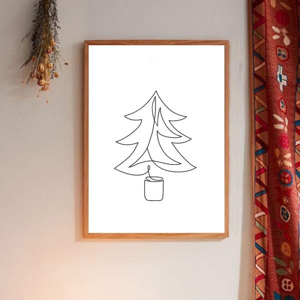 

Christmas Tree Print Wall Painting Without Frame, White