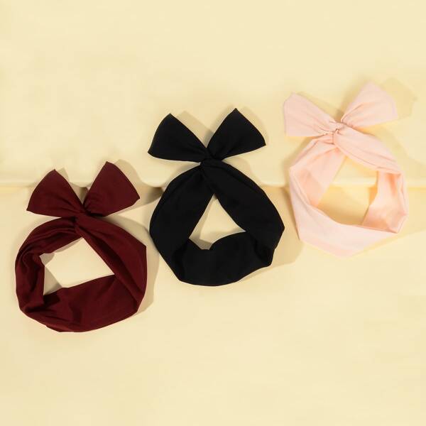 

3pcs Solid Headband, Multicolor