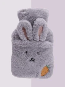 1pc Hot Water Bag With Cartoon Plush Cover - Grey - View 1