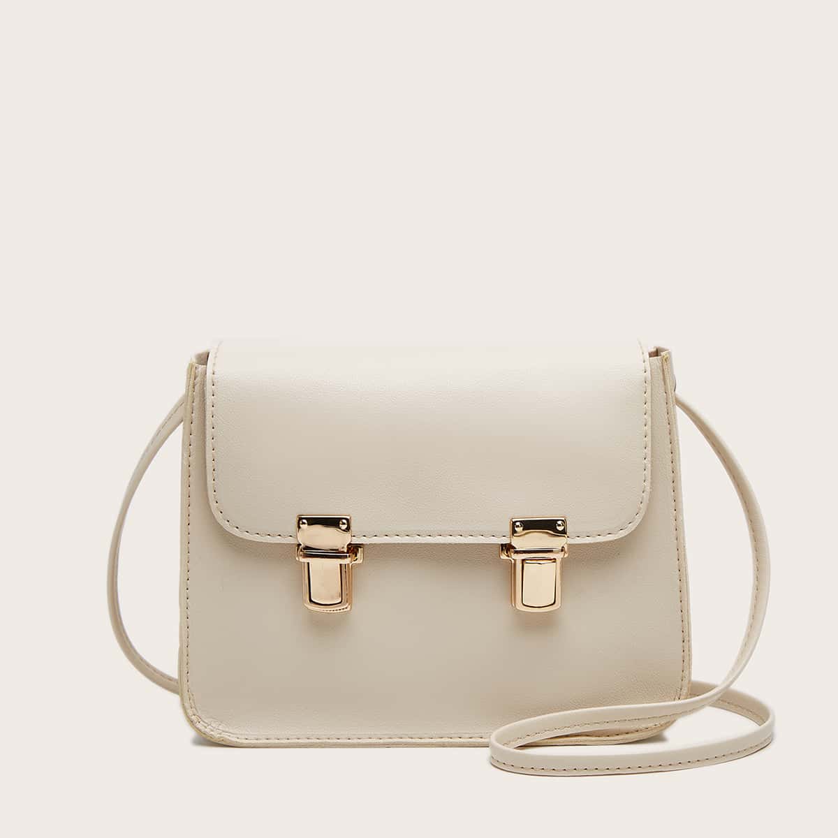 

Push Lock Crossbody Bag, Beige