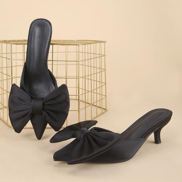 

Bow Decor Mid Heeled Mules, Black