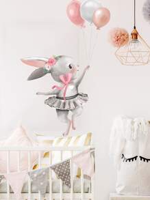 Kids Cartoon Rabbit Print Wall Sticker Easter - Multicolor - View 4
